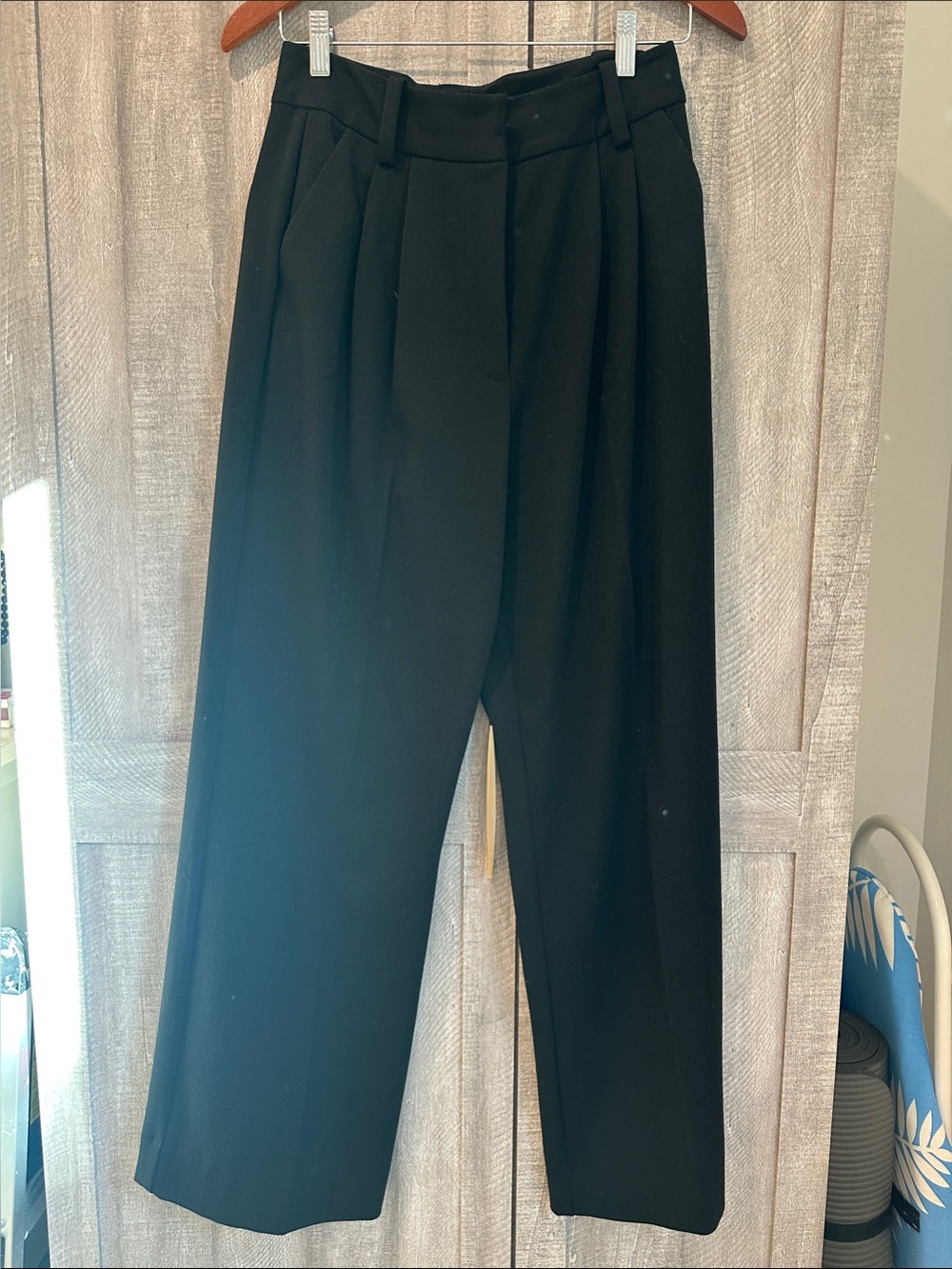 Favorite Daughter Black High-Waist Pleated Wide-Leg Trousers